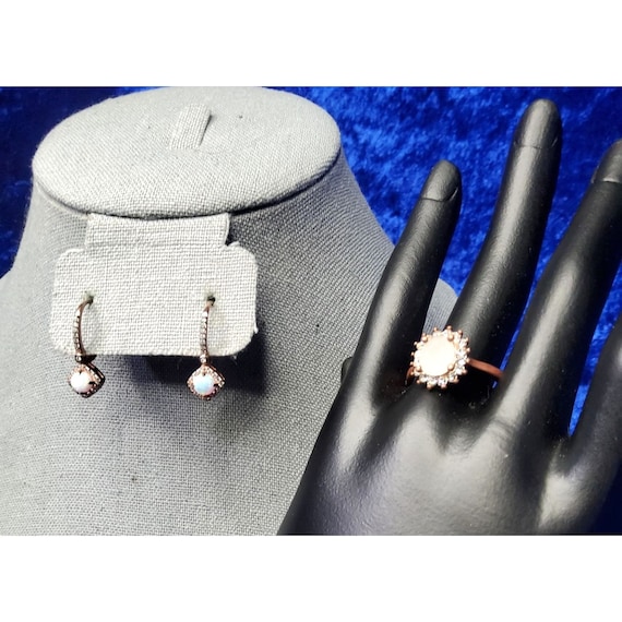 vintage copper luminescent quartz inset earrings … - image 1