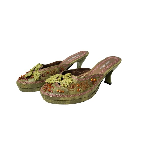 Womens JohnFashion Slide On Green Beaded India Br… - image 1