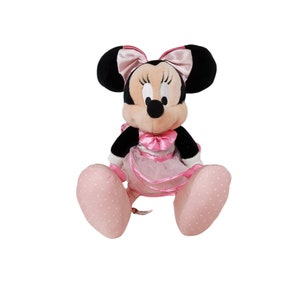 Disney Authentic Pink Dress Minnie Mouse Soft Plush Toy 14" Tall Girls Gift New 