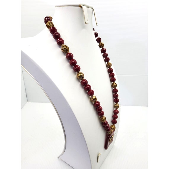 vintage jaclyn smith dark red beaded necklace wit… - image 3
