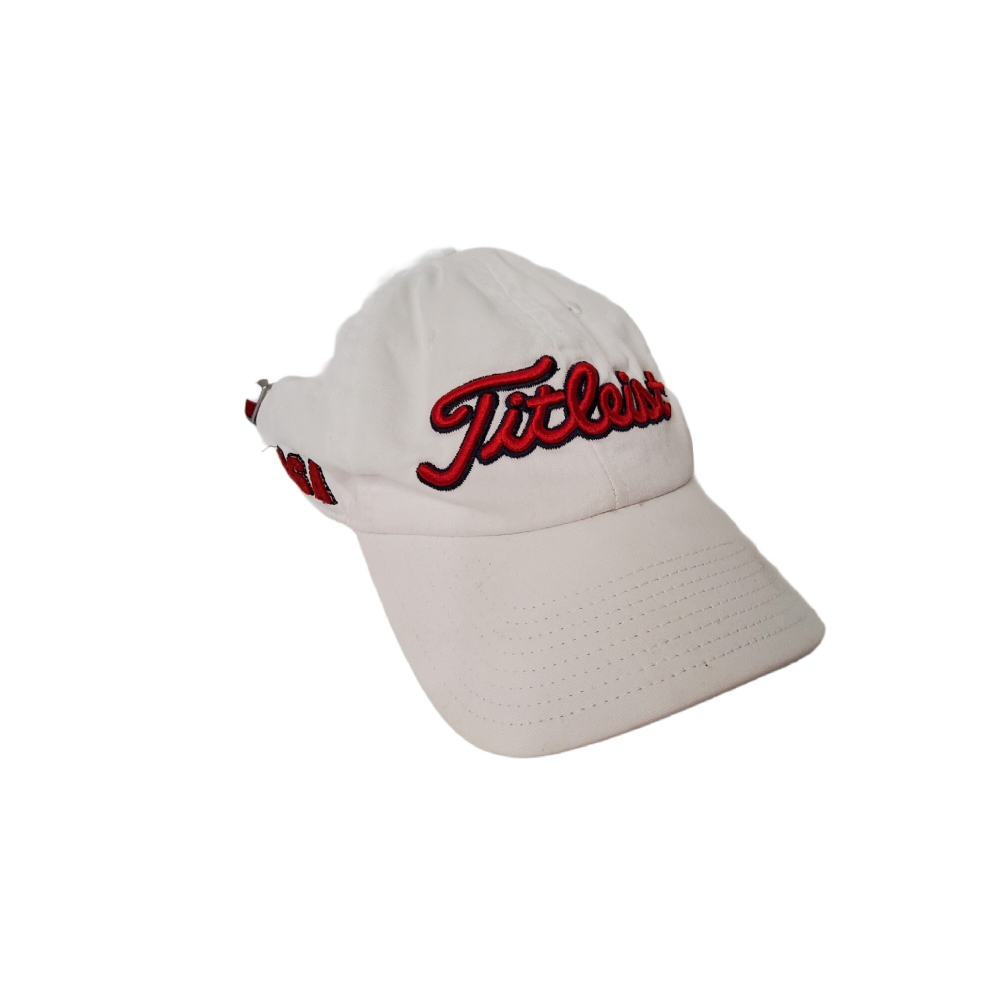Mens or Womens Red and White Titleist Adjustable Golf Cap.