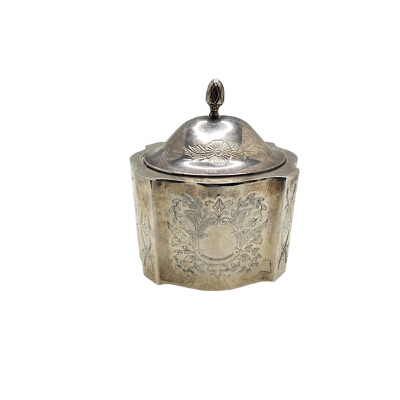 vintage silver plated ornately engraved red velve… - image 1