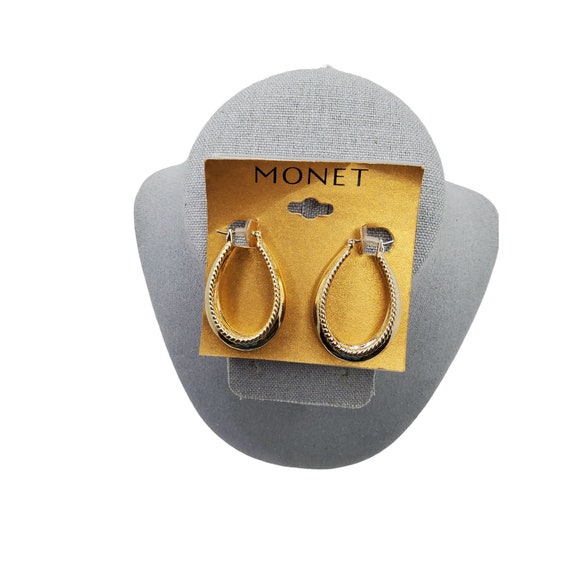 monet gold tone chunky hoop post earrings - image 4