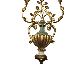 Vintage Palladio Gilded Wood & Metal Urn Shaped Sconce