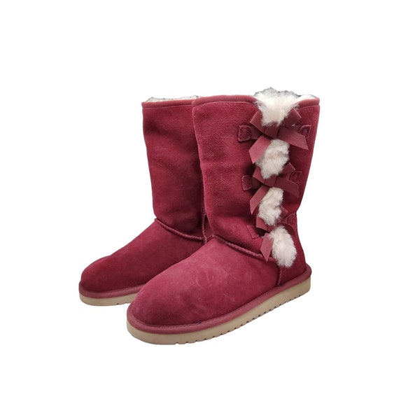 2000s ugg womens coolaburra victoria pull on faux fur calf high lined boots.