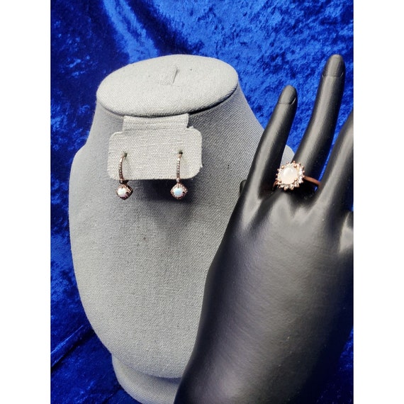 vintage copper luminescent quartz inset earrings … - image 3