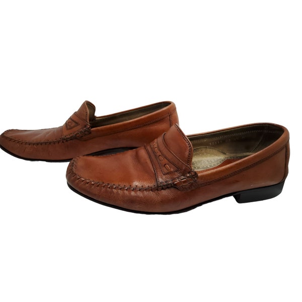 vintage florsheim mens imperial soft leather brown slip on loafers.