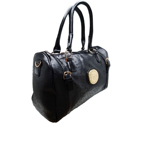 Black Faux-leather 2 Way Boston Handbag Fashion Purse New - Etsy