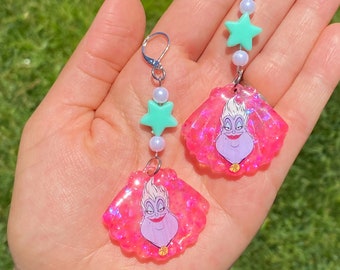 Under the sea Resin Seashell earrings Disney Inspired earrings Disney planning Mermaid Shell Earrings Shell and pearl aesthetic