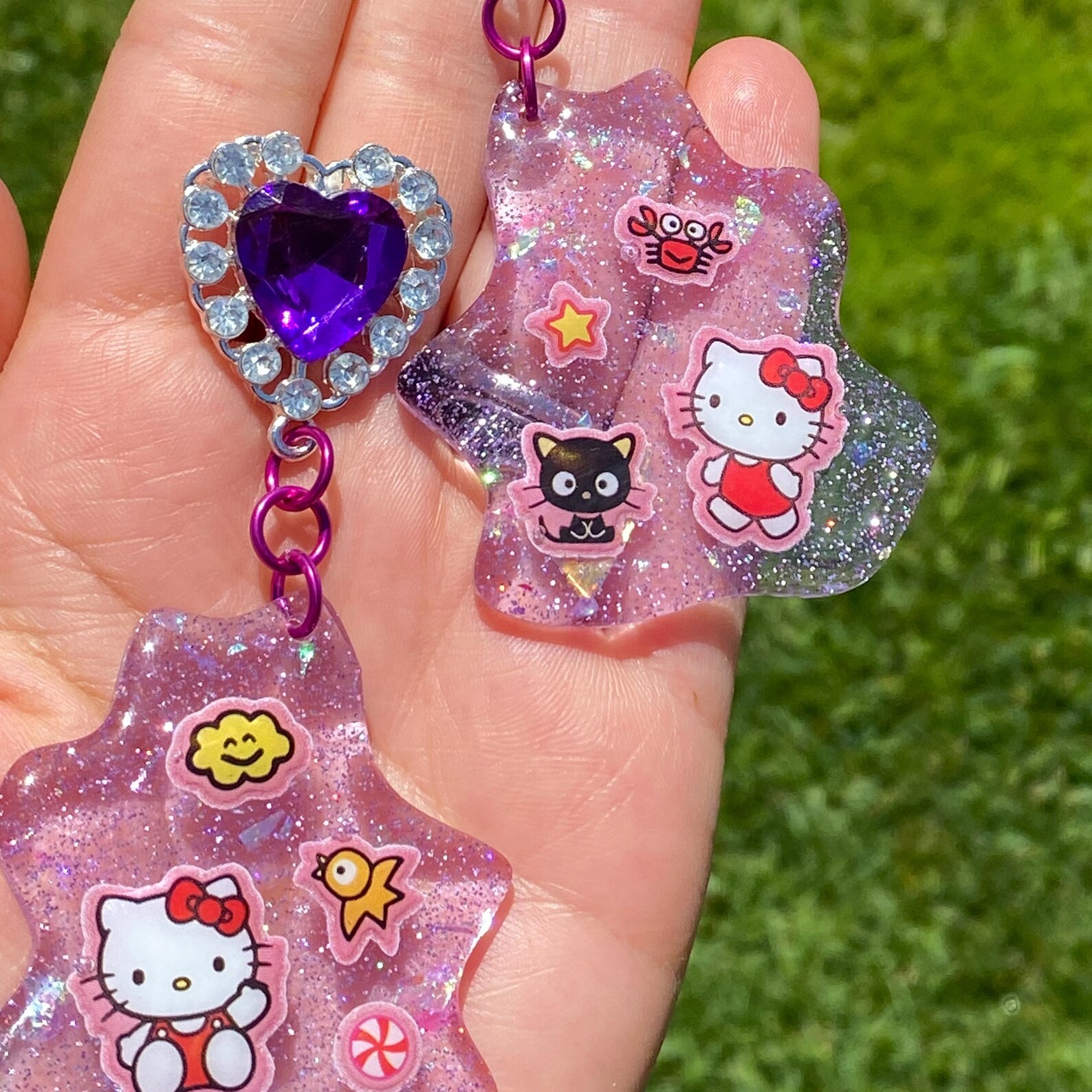 Hello Kitty Earrings Sanrio Earrings Resin Universal Etsy