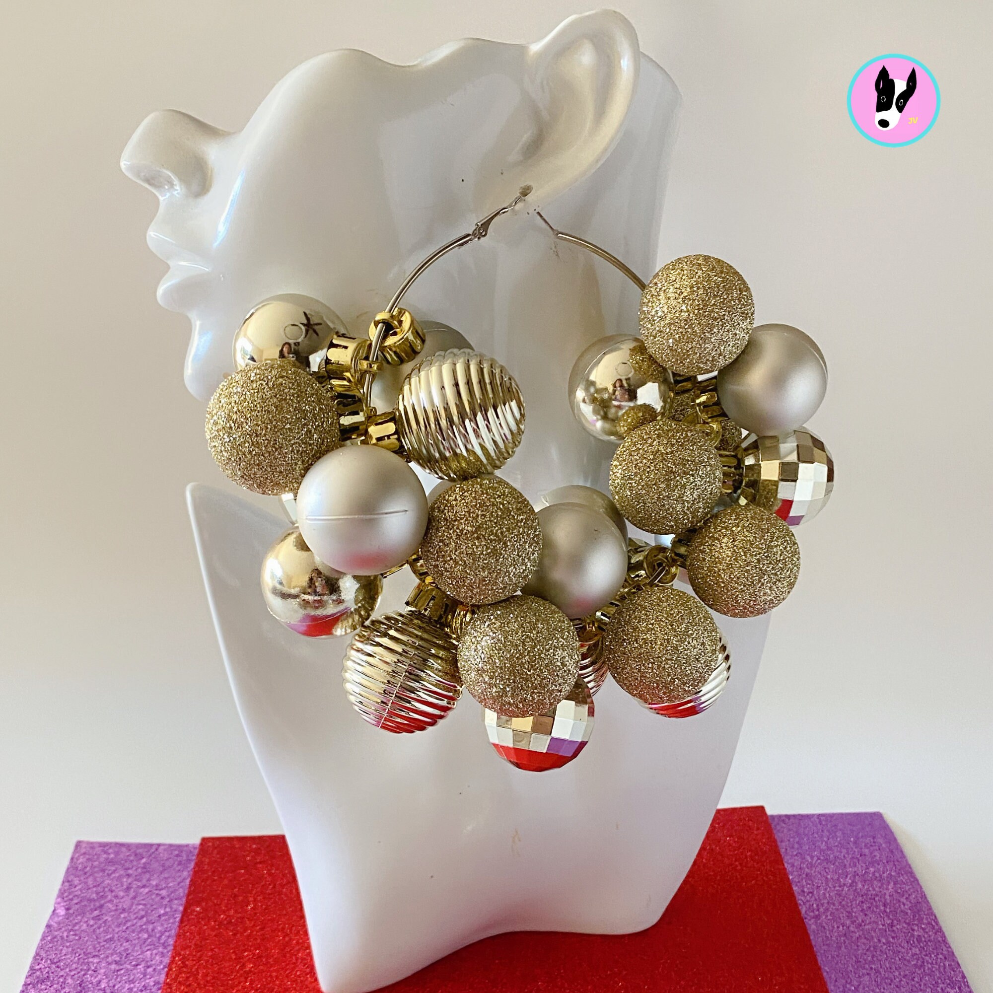 Giant ornament earrings crazy holiday party earrings ugly Etsy