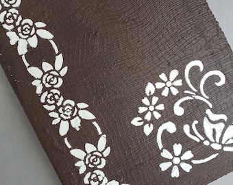 Floral and butterfly journal. Handmade book. Hard cover journal. Nature. Brown textured journal. Notebook. Diary. Gratitude journal