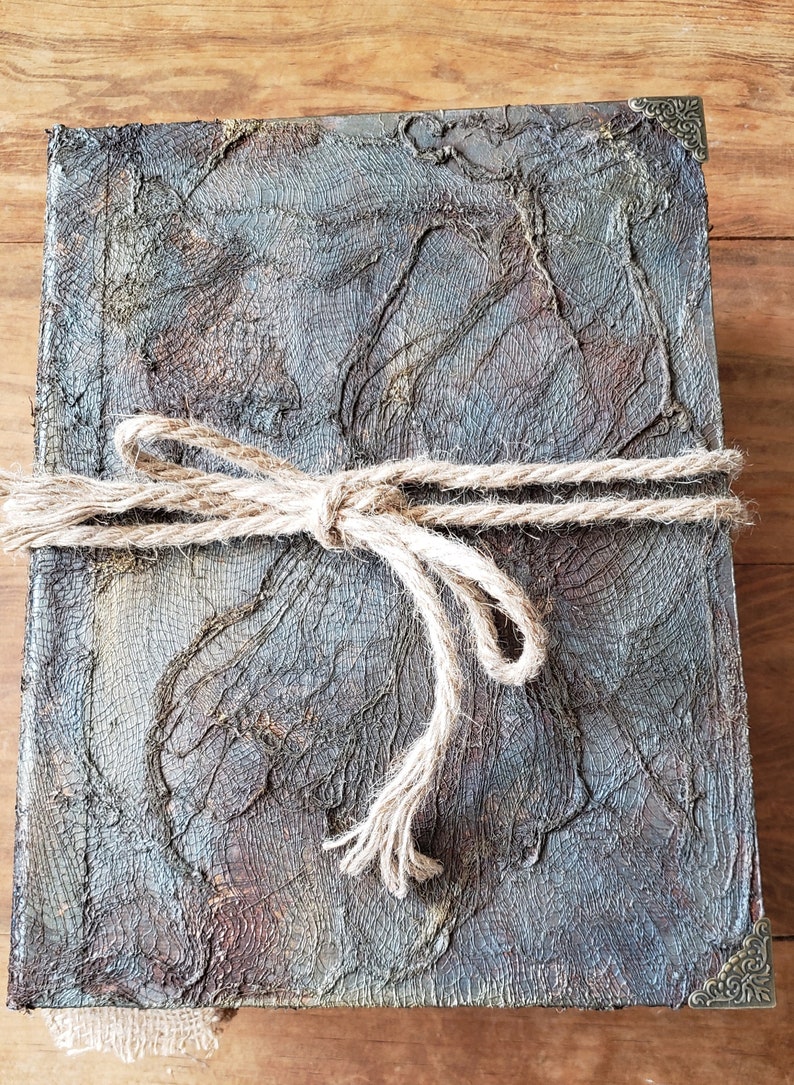 Textured handmade book. Dungeon's and Dragons. Yule gift. Book of Shadows, Grimoire. Rustic book. Mixed media. Coffee dyed paper. image 2