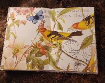 Linen fabric journal softcover book Yellow bird journal unlined notebook Handmade journal Diary Gift for her Mother's day gift