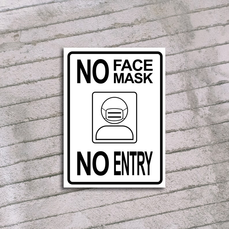 No Face Mask No Entry Sign Printable Home Office Business | Etsy