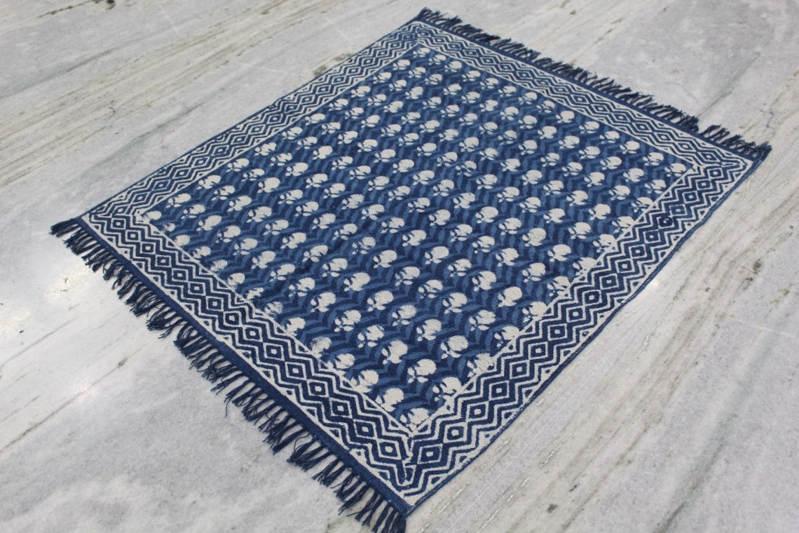 7x7 Square Rug Handmade Rug Indigo Rug Kitchen Rug Kilim Etsy
