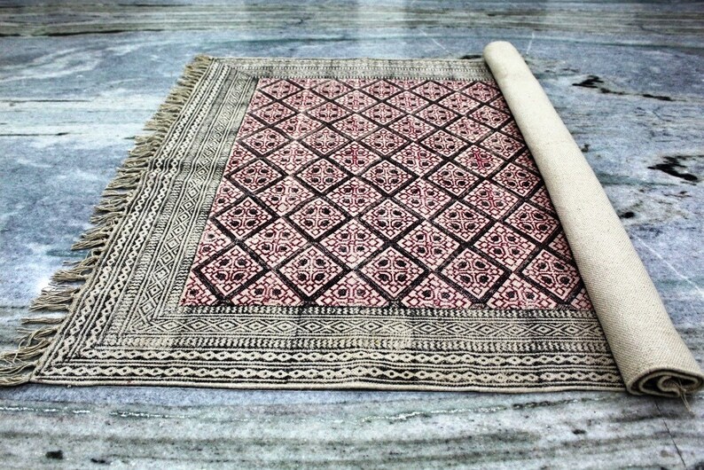 Custom Size 7x10 Rug Handmade Indian Rug Cotton Rug Block Etsy