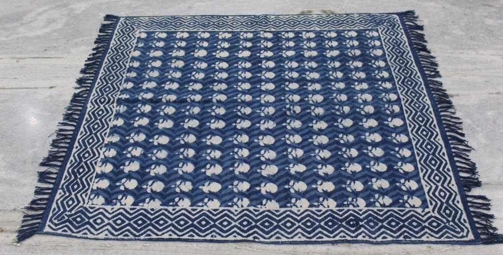 7x7 Square Rug Handmade Rug Indigo Rug Kitchen Rug Kilim Etsy