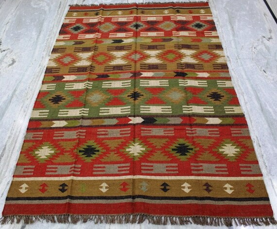6x9 Indian Rug Handmade Rug Large Area Wool Jute Rug | Etsy
