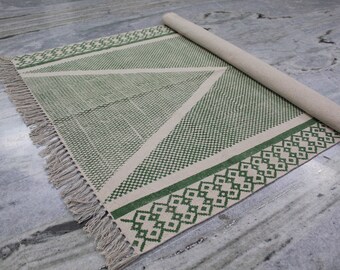 Green Rug 8x10, Handmade Rug, Kilim Rug,  Navajo Kilim Rug, Large Area Rug, Large Green Rug, Dining Room Rug