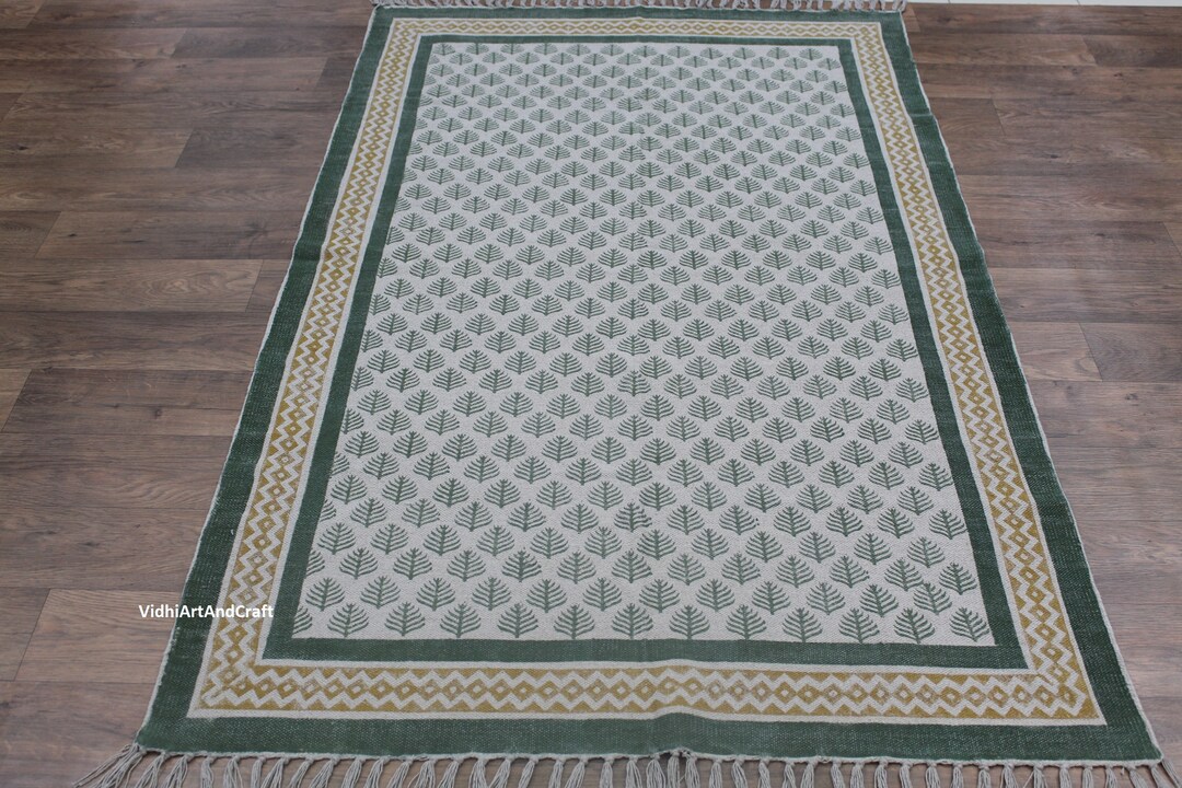 6x12 Rug 6x12 Indian Rug, Cotton Rug, Hand Block Print Rug , Outdoor / Indoor ...