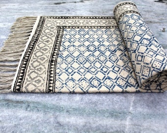 Extra Large 3x5 Indian Block Print Cotton rug , Home decor rug, Free shipping rug, Floor rug, Handmade Rug, kilim rug