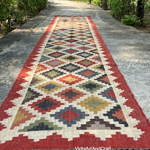 Handmade Kilim Stair Runner – Handwoven Wool and Jute, Bohemian Vintage Kilim Rug for Stair Decor, Custom Kilim Runner 2x30 2.5X25 2.5X35