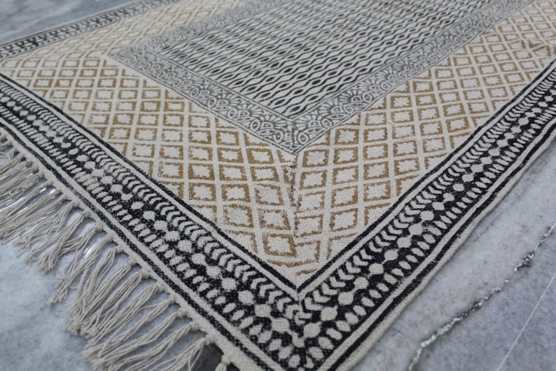 4x10 Runner Rug Hand Block Print Rug Outdoor / Indoor/ Etsy