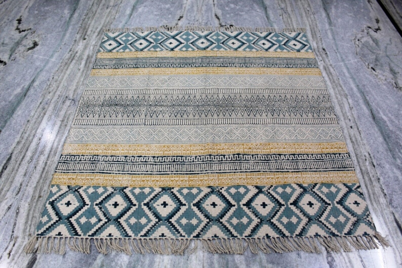 4x4 Square Rug Hand Block Print Rug Outdoor / Indoor Rug Etsy