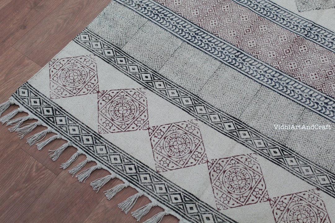 10x12 Rug, Large Customize Size Rug, Indian Handmade Runner Rug, Block