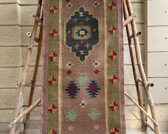 Wool Jute Runner Rug | Handwoven Kilim Runner | Bohemian Hallway & Stair Rug | Rustic Farmhouse Decor | Eco-Friendly Custom Size Floor Kilim