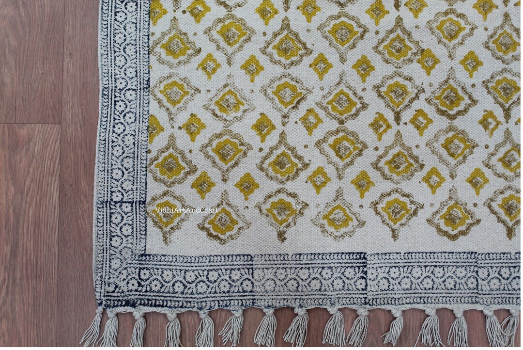 8x10 Area Rug Rug, Handmade Rug, Indian Rug, Hand Block Print Rug ...