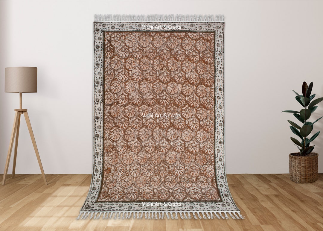 4x6 Indian Handmade Rug, Hand Block Print Rug , Outdoor / Indoor ...