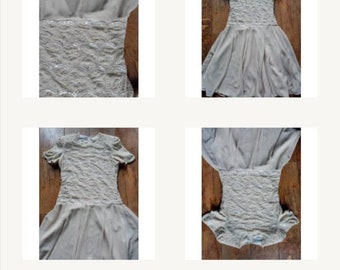 Flapper style beaded vintage dress by noted New York designer  Laurence Kazar MEDIUM beaded beige cream wedding, party, mid length stunner