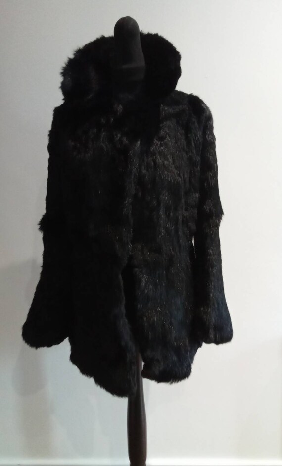 Vintage Real Fur Coat Jacket Black Ladies Medium Soft Rabbit Etsy