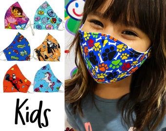 kids face mask with nose wire and filter pocket/ adult size available