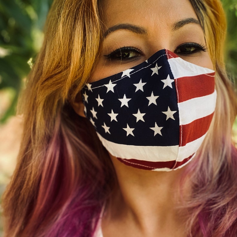 Patriotic American Flag Face Mask With Nose Wire And Filter Pocket image 2