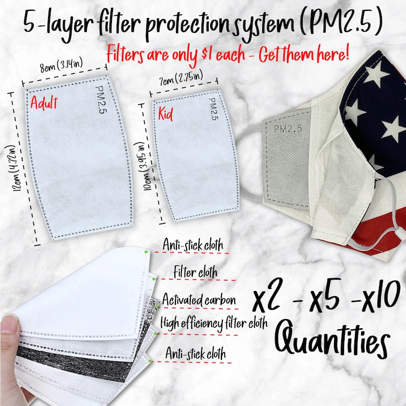 Patriotic American Flag Face Mask With Nose Wire And Filter Pocket image 6