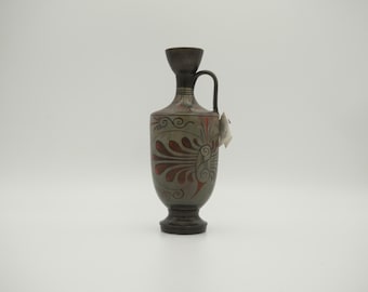 Vintage Greek pottery amphorae lekythos muted grays and red