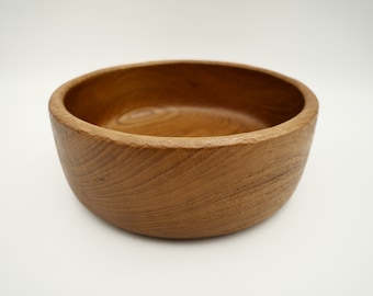 Handmade teak wood salad serving bowl, hand turned