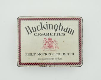 Vintage Buckingham Cigarettes Tin Philip Morris & Co Ltd with hinged lid