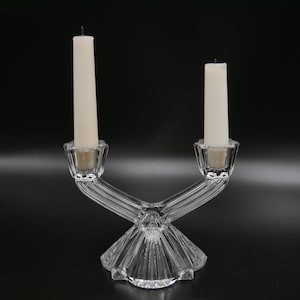 Clear cut glass 2 branch candelabrum
