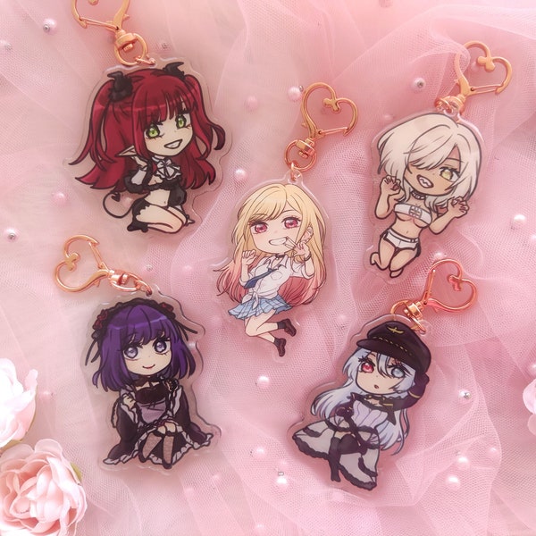 Marin Kitagawa - My Dress-Up Darling - Epoxy Keychain - Shizuku Kuroe, Black Lobelia, Veronica & Rizu-Kyun