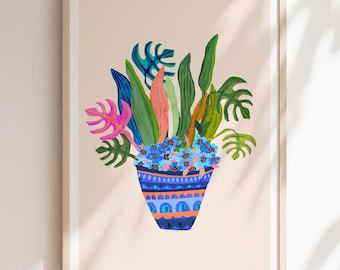 Monstera Wall Print | Botanical Leaf Illustration | Tropical Plant Art | A5 A4 A3