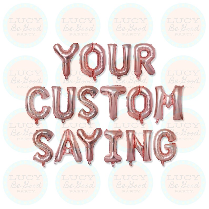 Birthday Bachelorette Baby Shower Event 16 Rose Gold Mylar Foil Balloons Your Custom Phrase Party Banner Letters A-Z Numbers 0-9