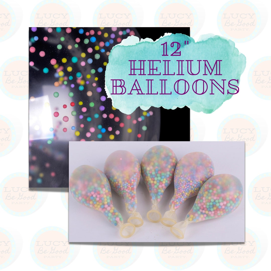 Set of 5 12 Inch Rainbow Confetti Foam Beads Balloon picture