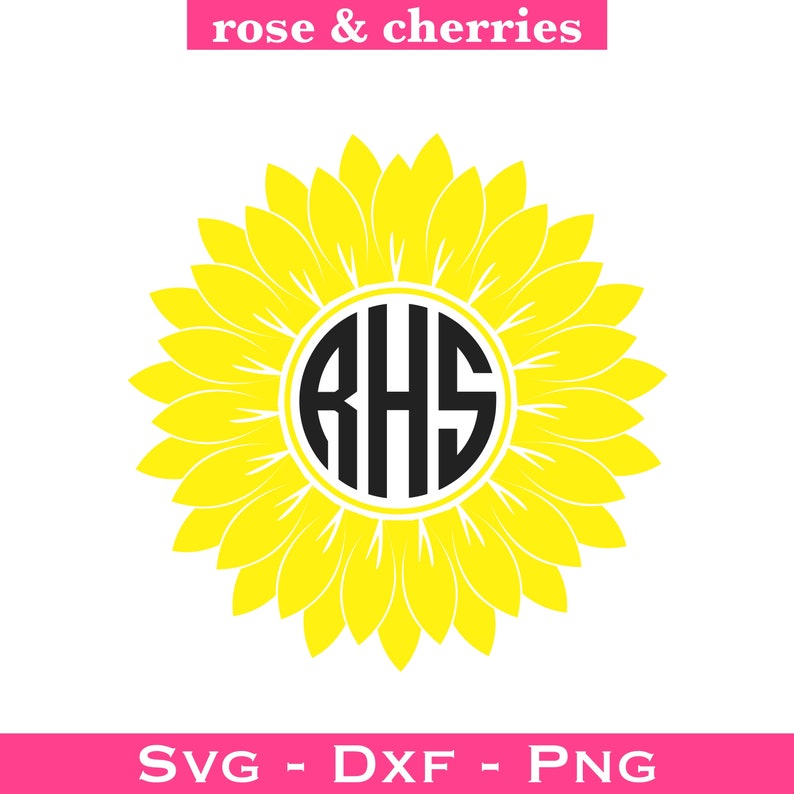 Download Sunflowers Wreath Sign SVG-Png-Dxf Monogrammed Files Monogram Font Family Name SVG Yellow Circle ...