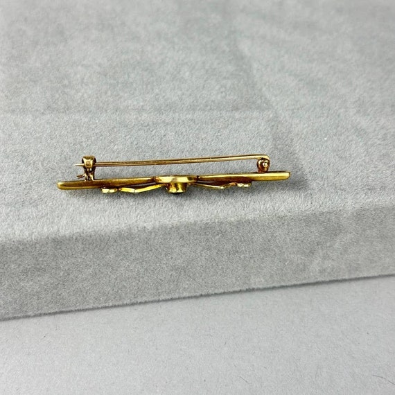 Antique Edwardian 14k Gold Bar Pin with Amethyst … - image 5
