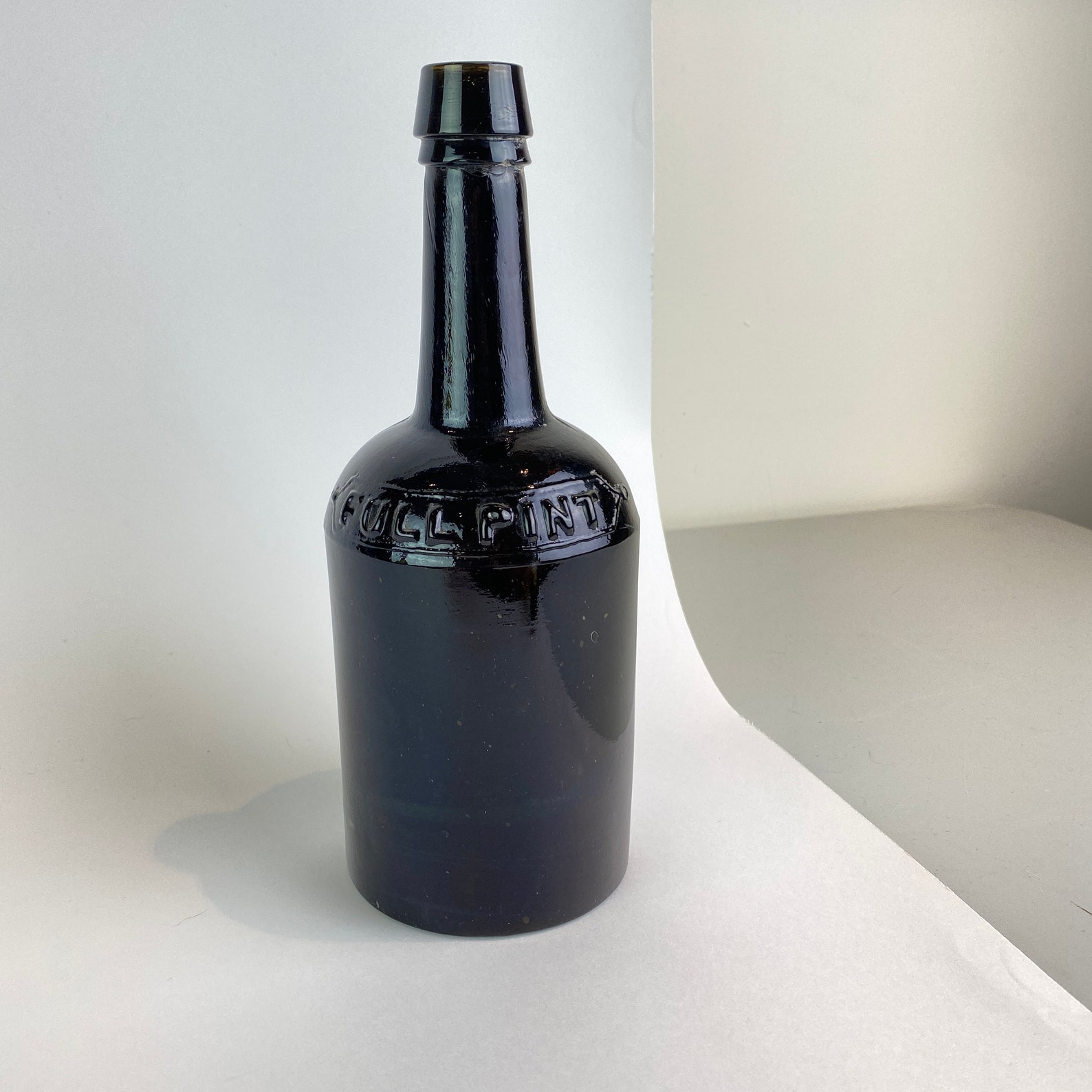 Antique Full Pint Black Glass Bottle W.G.D. Co Deptford NJ Etsy