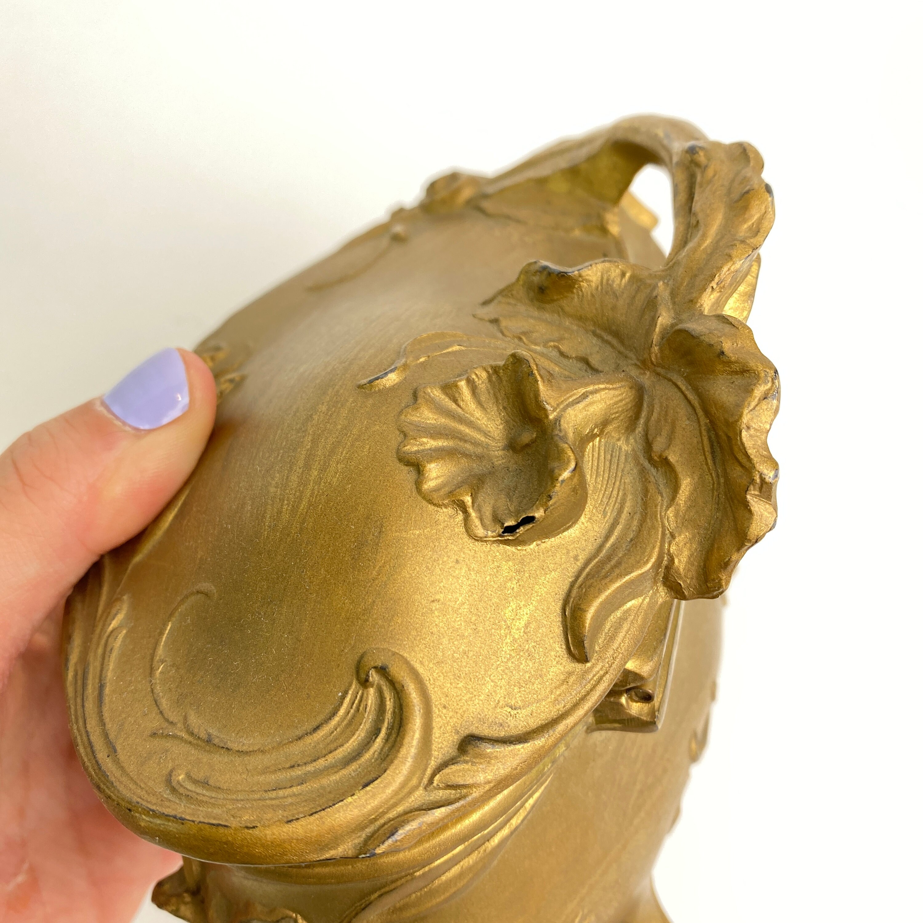 Antique Art Nouveau Jewelry Casket with Daffodils Cast Metal Etsy